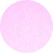 Round Machine Washable Solid Pink Modern Rug, wshcon2137pnk