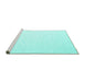 Sideview of Machine Washable Solid Turquoise Modern Area Rugs, wshcon2137turq