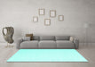 Machine Washable Solid Turquoise Modern Area Rugs in a Living Room,, wshcon2137turq