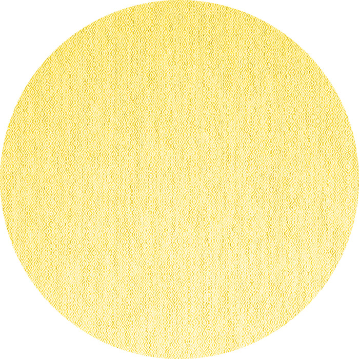 Round Machine Washable Solid Yellow Modern Rug, wshcon2137yw