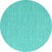 Round Machine Washable Abstract Turquoise Contemporary Area Rugs, wshcon2138turq