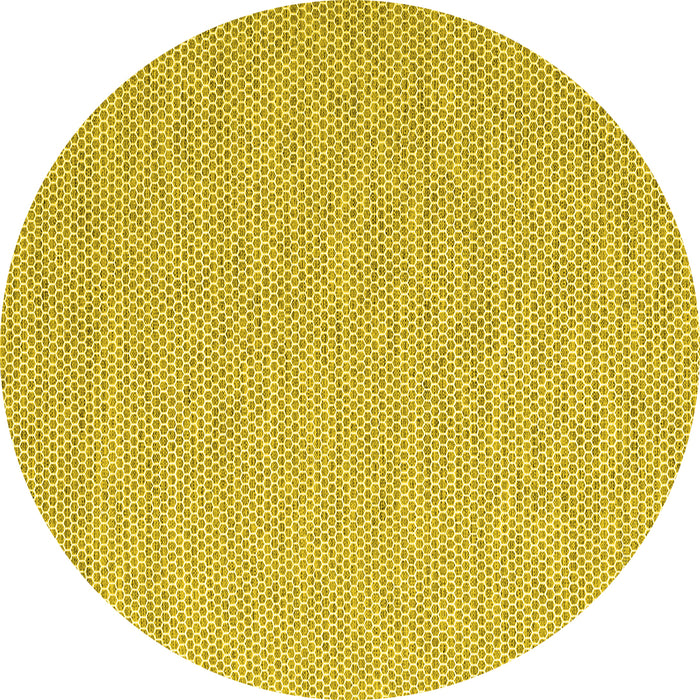 Round Abstract Yellow Contemporary Rug, con2138yw