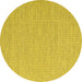 Round Abstract Yellow Contemporary Rug, con2138yw