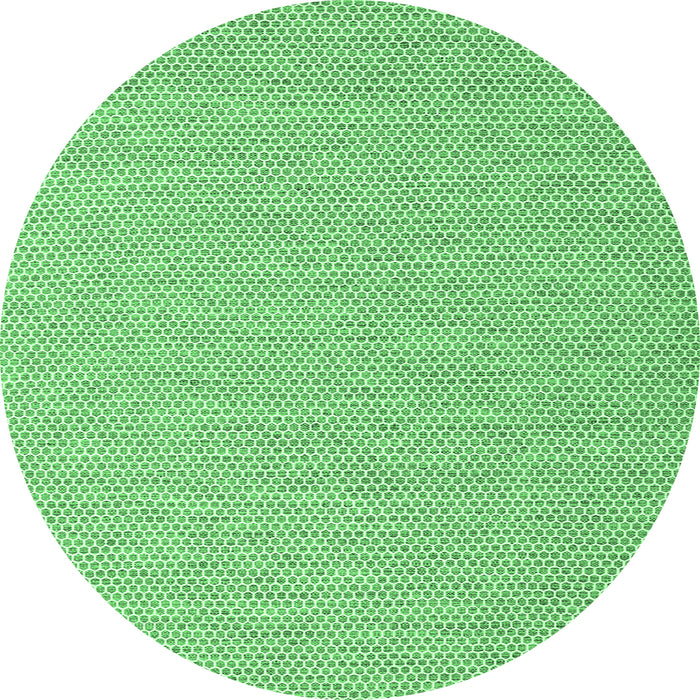 Round Machine Washable Abstract Emerald Green Contemporary Area Rugs, wshcon2138emgrn