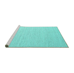 Sideview of Machine Washable Abstract Turquoise Contemporary Area Rugs, wshcon2139turq