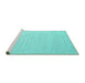 Sideview of Machine Washable Abstract Turquoise Contemporary Area Rugs, wshcon2139turq