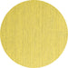 Round Abstract Yellow Contemporary Rug, con2139yw