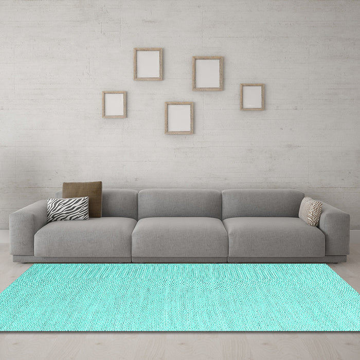 Machine Washable Abstract Turquoise Contemporary Area Rugs in a Living Room,, wshcon2139turq