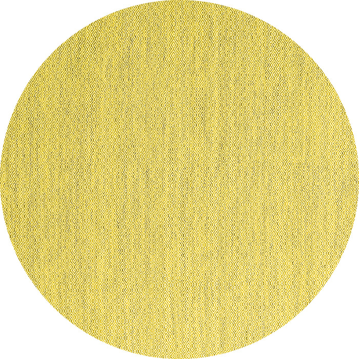 Round Machine Washable Abstract Yellow Contemporary Rug, wshcon2139yw
