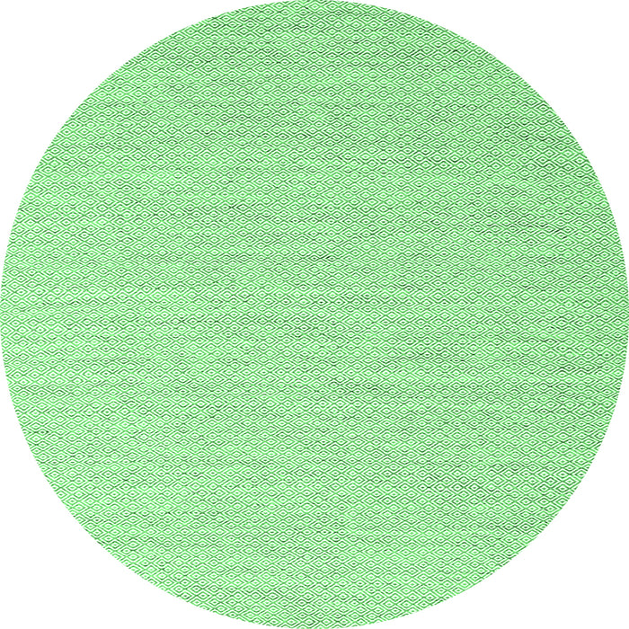 Round Machine Washable Abstract Emerald Green Contemporary Area Rugs, wshcon2139emgrn