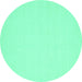 Round Machine Washable Abstract Turquoise Contemporary Area Rugs, wshcon213turq