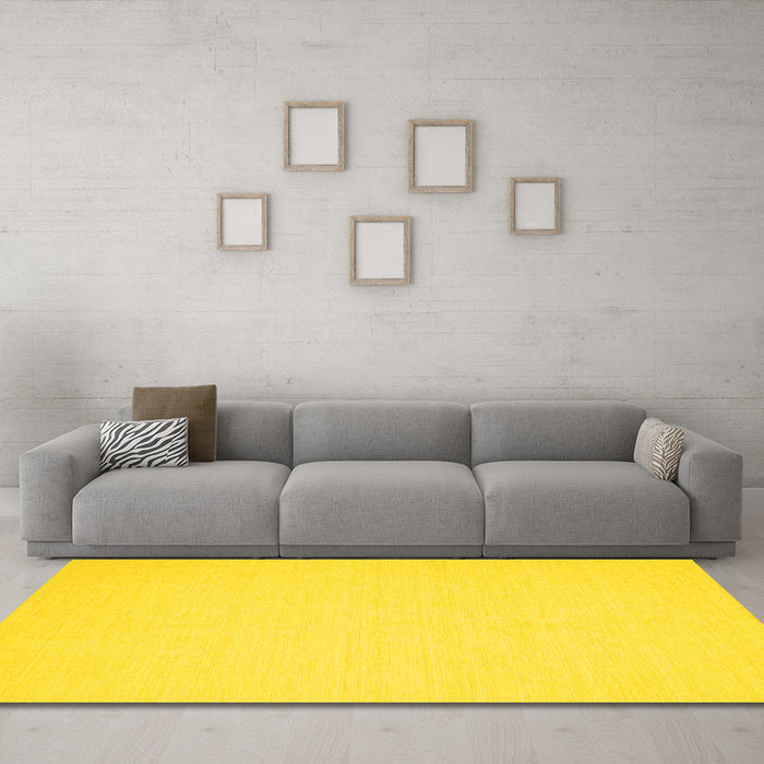 Machine Washable Abstract Yellow Contemporary Rug in a Living Room, wshcon213yw