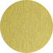 Round Machine Washable Abstract Yellow Contemporary Rug, wshcon2140yw