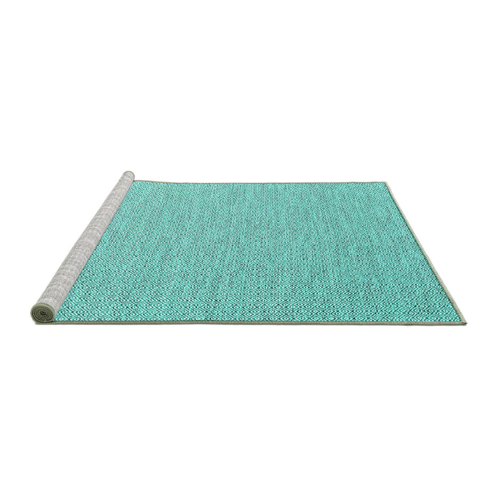 Sideview of Machine Washable Abstract Turquoise Contemporary Area Rugs, wshcon2140turq