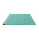 Sideview of Machine Washable Abstract Turquoise Contemporary Area Rugs, wshcon2140turq