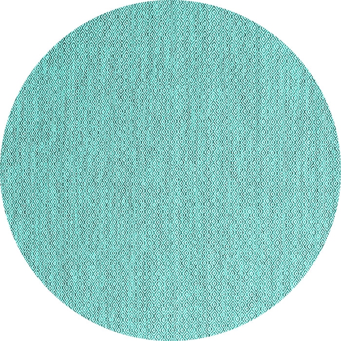 Round Machine Washable Abstract Turquoise Contemporary Area Rugs, wshcon2140turq