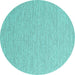 Round Machine Washable Abstract Turquoise Contemporary Area Rugs, wshcon2140turq