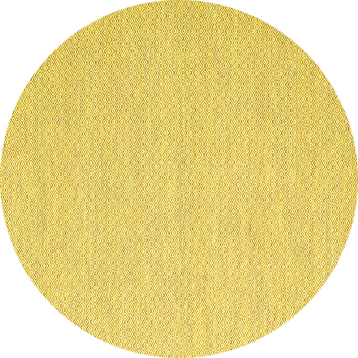 Round Machine Washable Solid Yellow Modern Rug, wshcon2141yw