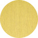 Round Machine Washable Solid Yellow Modern Rug, wshcon2141yw