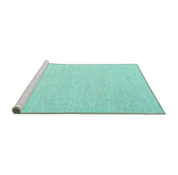 Sideview of Machine Washable Solid Turquoise Modern Area Rugs, wshcon2141turq