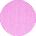 Round Machine Washable Solid Pink Modern Rug, wshcon2141pnk