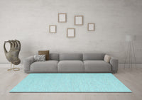 Machine Washable Solid Light Blue Modern Rug, wshcon2141lblu