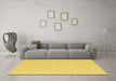 Machine Washable Solid Yellow Modern Rug in a Living Room, wshcon2141yw