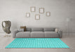 Machine Washable Abstract Turquoise Contemporary Area Rugs in a Living Room,, wshcon2142turq