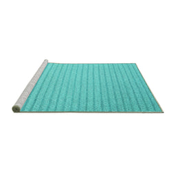 Sideview of Machine Washable Abstract Turquoise Contemporary Area Rugs, wshcon2142turq