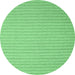 Round Machine Washable Abstract Emerald Green Contemporary Area Rugs, wshcon2142emgrn