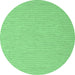 Round Machine Washable Abstract Emerald Green Contemporary Area Rugs, wshcon2143emgrn