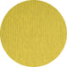 Round Machine Washable Abstract Yellow Contemporary Rug, wshcon2143yw