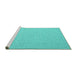 Sideview of Machine Washable Abstract Turquoise Contemporary Area Rugs, wshcon2143turq