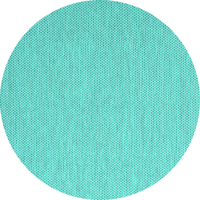Round Machine Washable Abstract Turquoise Contemporary Area Rugs, wshcon2143turq