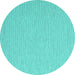 Round Machine Washable Abstract Turquoise Contemporary Area Rugs, wshcon2143turq