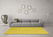 Machine Washable Abstract Yellow Contemporary Rug in a Living Room, wshcon2143yw