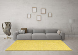Machine Washable Solid Yellow Modern Rug in a Living Room, wshcon2144yw