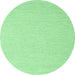 Round Machine Washable Solid Emerald Green Modern Area Rugs, wshcon2144emgrn