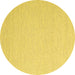 Round Machine Washable Solid Yellow Modern Rug, wshcon2144yw