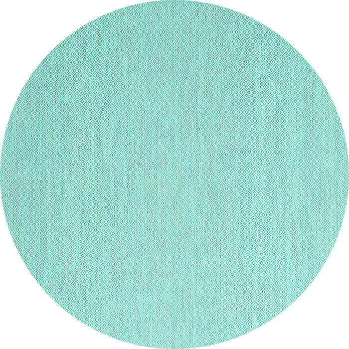 Round Machine Washable Solid Turquoise Modern Area Rugs, wshcon2144turq