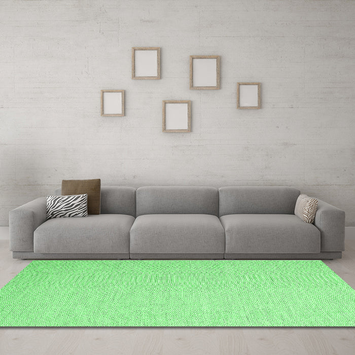 Machine Washable Abstract Green Contemporary Area Rugs in a Living Room,, wshcon2145grn