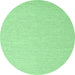 Round Machine Washable Abstract Emerald Green Contemporary Area Rugs, wshcon2145emgrn