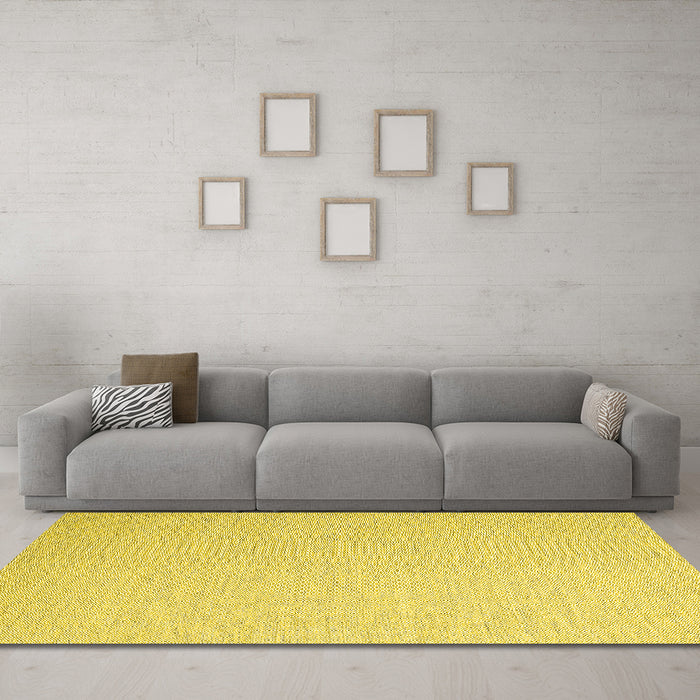 Machine Washable Abstract Yellow Contemporary Rug in a Living Room, wshcon2145yw