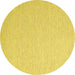 Round Machine Washable Abstract Yellow Contemporary Rug, wshcon2145yw