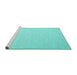 Sideview of Machine Washable Abstract Turquoise Contemporary Area Rugs, wshcon2145turq