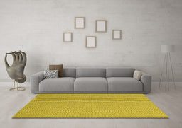 Machine Washable Abstract Yellow Contemporary Rug in a Living Room, wshcon2146yw