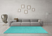 Machine Washable Abstract Turquoise Contemporary Area Rugs in a Living Room,, wshcon2146turq