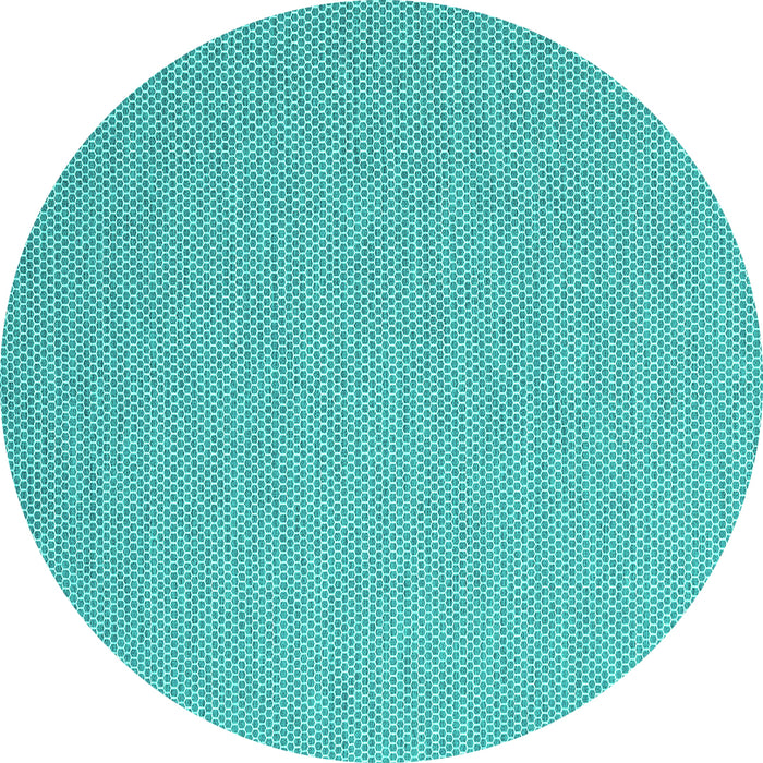 Round Machine Washable Abstract Turquoise Contemporary Area Rugs, wshcon2146turq