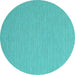 Round Machine Washable Abstract Turquoise Contemporary Area Rugs, wshcon2146turq