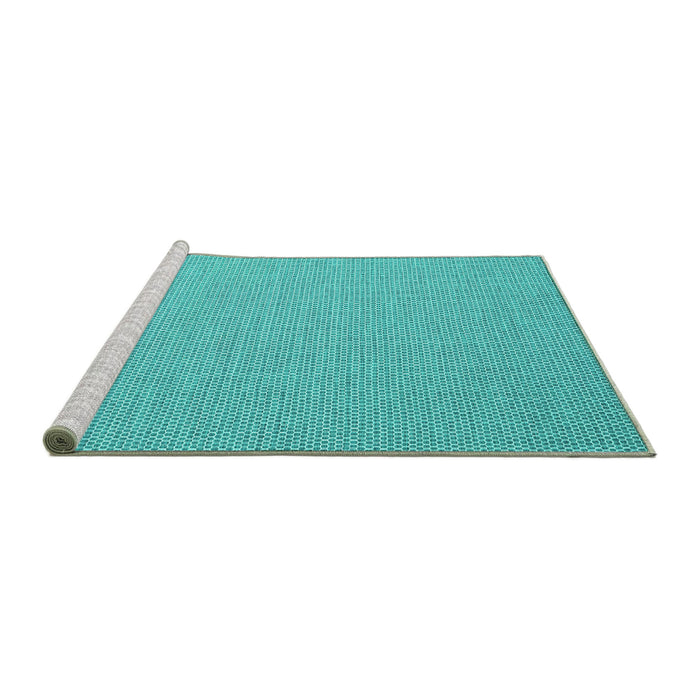 Sideview of Machine Washable Abstract Turquoise Contemporary Area Rugs, wshcon2146turq